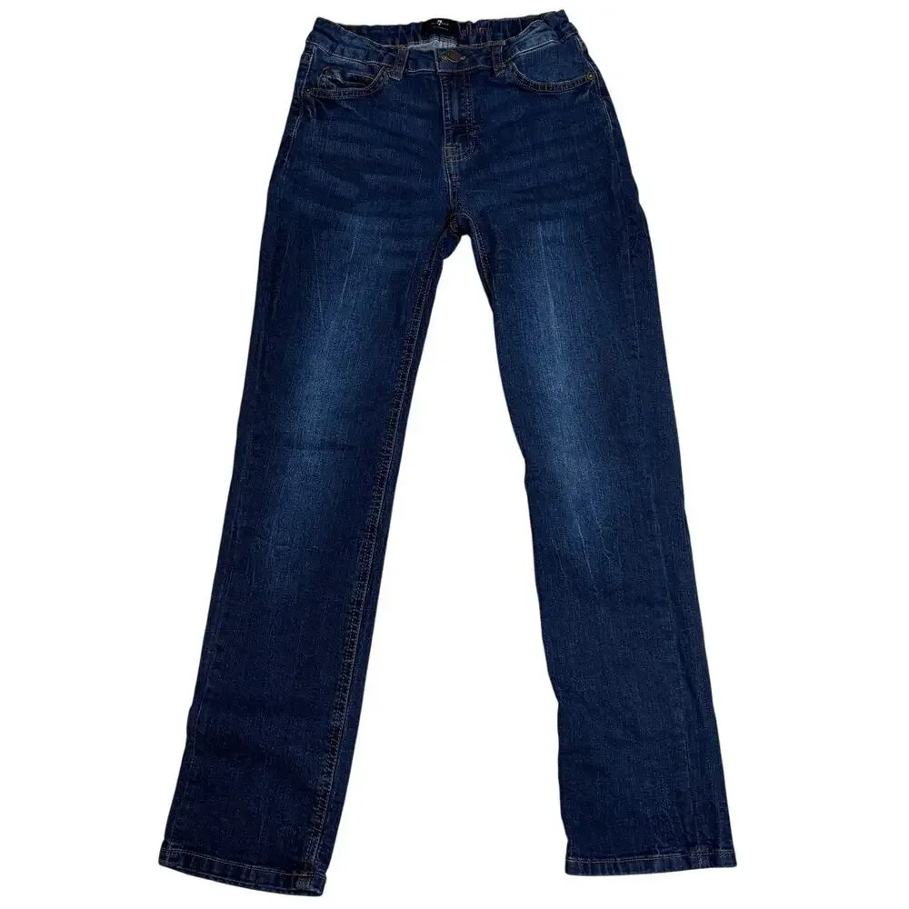 7 For All Mankind Slimmy Adjustable Waistband Girls Size 12 Jeans Darkwash Denim